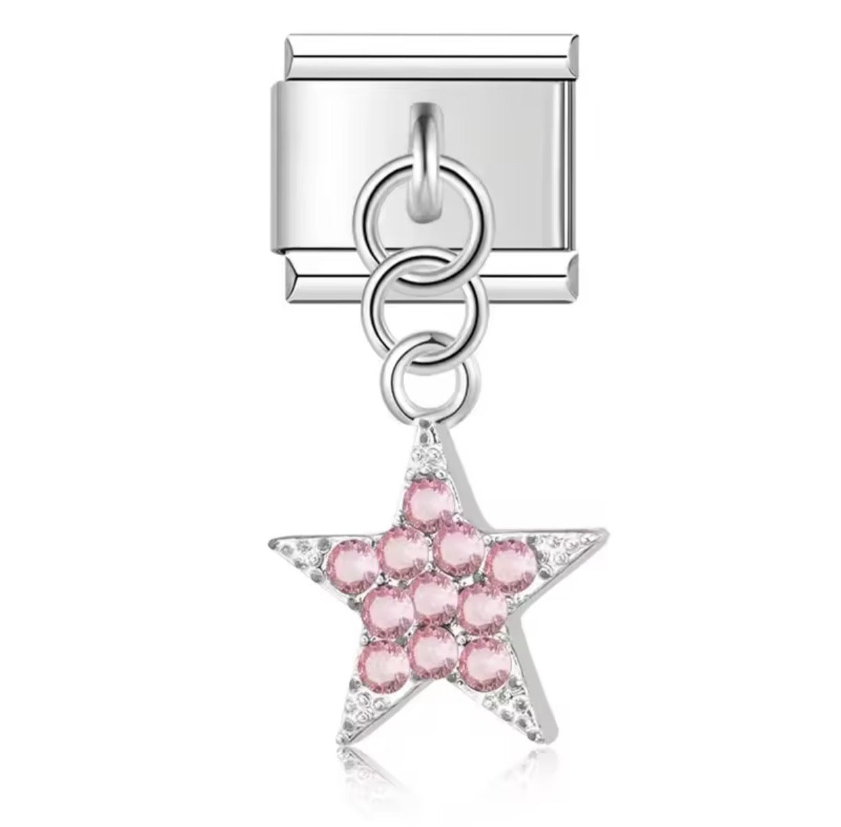 ITALIAN CHARM COLGANTE ESTRELLA ROSA Acero Inoxidable ENTREGA INMEDIATA
