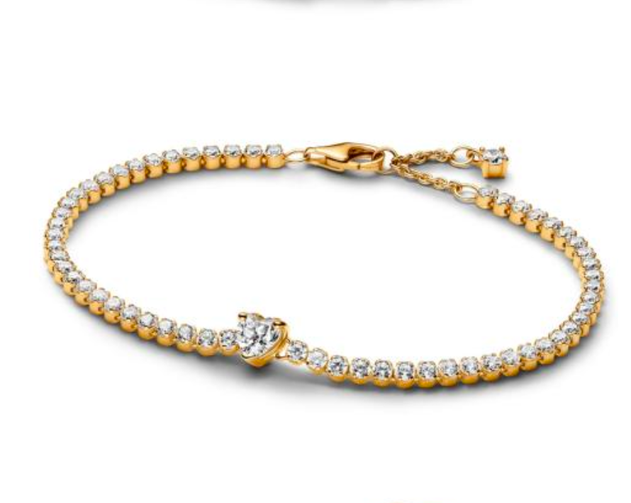 BRAZALETE  DE TENIS corazón brillante Plata s925 ALE