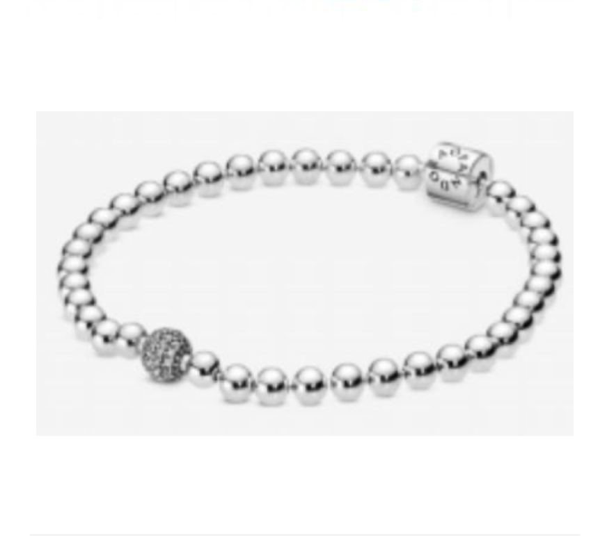 BRAZALETE PAVÉ Y CUENTAS Plata s925 ALE/Recubrimiento en oro 14k