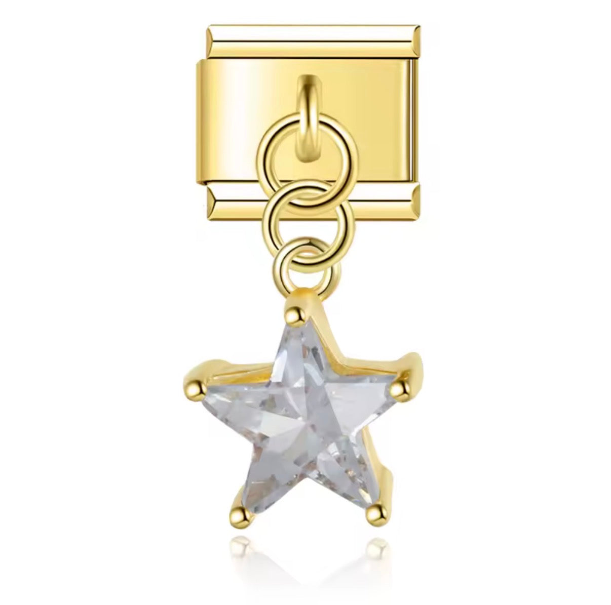 ITALIAN CHARM COLGANTE ESTRELLA DE DIAMANTE DORADO Acero Inoxidable ENTREGA INMEDIATA