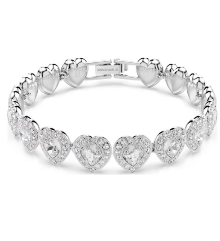 BRAZALETE TENNIS CORAZÓN BLANCO ARIANA GRANDE Baño de Rodio