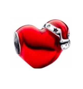 CHARM SEPARADOR CORAZÓN CON GORRO DE SANTA CLAUS Plata s925 ALE