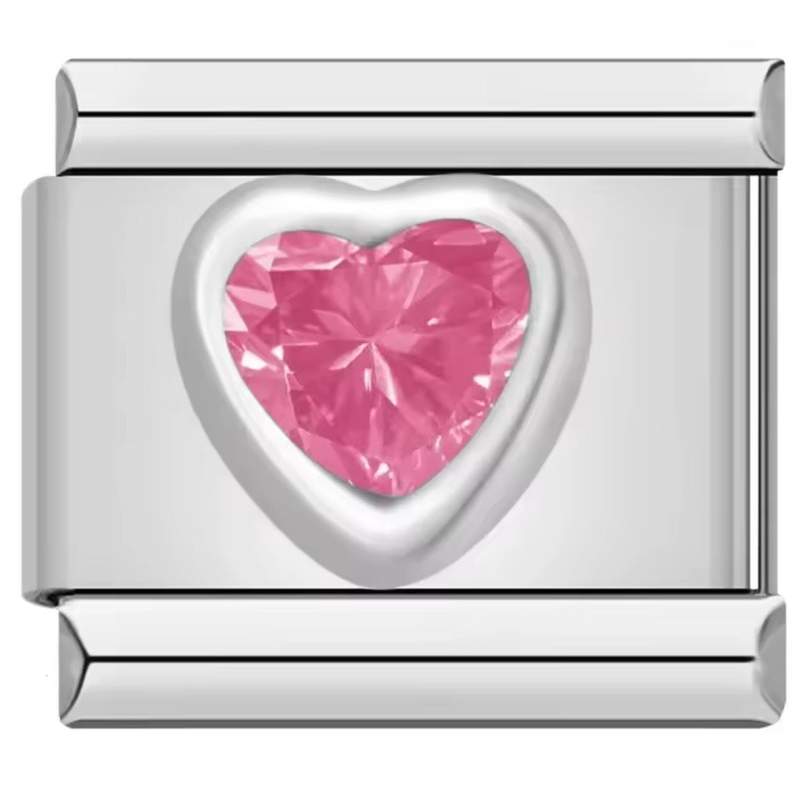 ITALIAN CHARM CORAZÓN CRISTAL ROSA Acero Inoxidable ENTREGA INMEDIATA