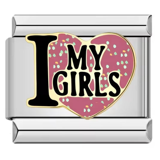 ITALIAN CHARM “I LOVE MY GIRLS” Acero Inoxidable ENTREGA INMEDIATA