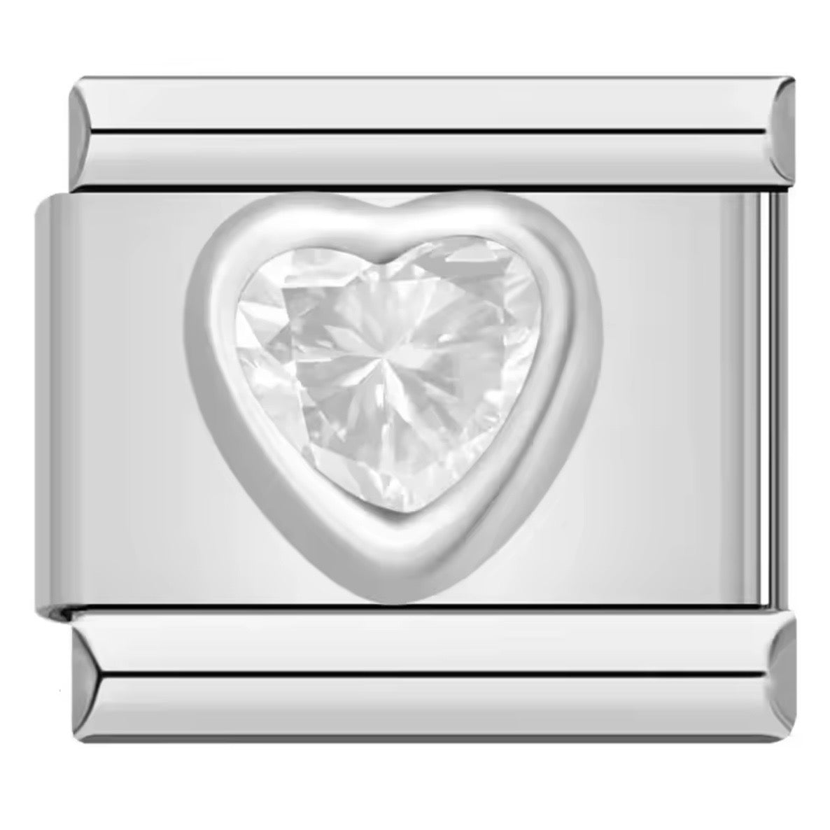 ITALIAN CHARM CORAZÓN CRISTAL BLANCO Acero Inoxidable ENTREGA INMEDIATA
