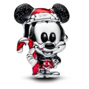 CHARM SEPARADOR MICKEY Y MINNIE MOUSE NAVIDEÑOS Plata s925 ALE