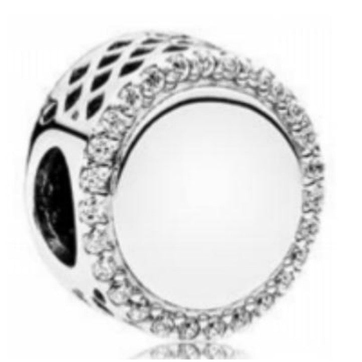 CHARM SEPARADOR PERSONALIZADO CIRCULAR CON ZIRCONIA Plata s925 ALE/Recubrimiento en Oro Rosado 14k