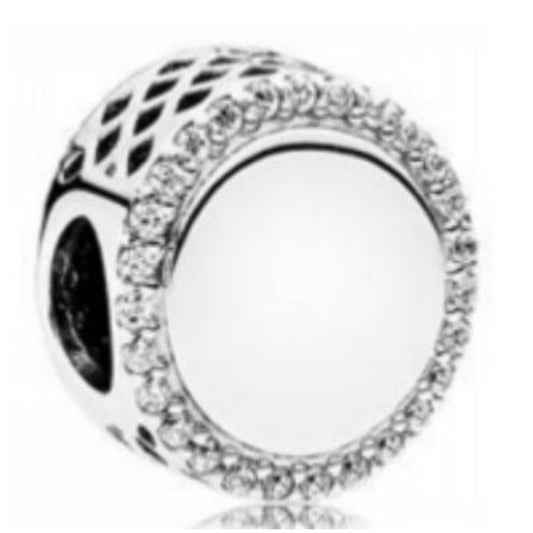 CHARM SEPARADOR PERSONALIZADO CIRCULAR CON ZIRCONIA Plata s925 ALE/Recubrimiento en Oro Rosado 14k