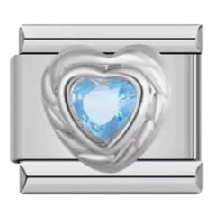 ITALIAN CHARM CORAZÓN CON RELIEVE AZUL Acero Inoxidable ENTREGA INMEDIATA
