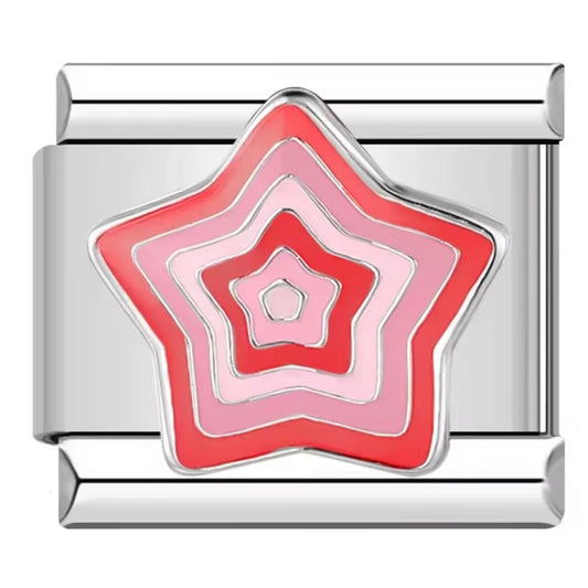 ITALIAN CHARM ESTRELLA ROSA Acero Inoxidable ENTREGA INMEDIATA