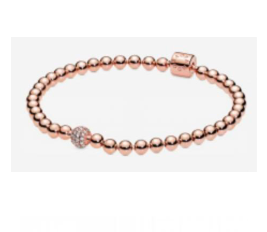 BRAZALETE PAVÉ Y CUENTAS Plata s925 ALE/Recubrimiento en oro 14k