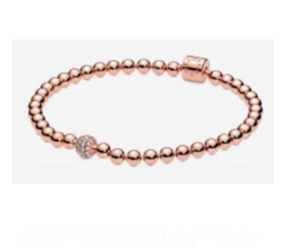 BRAZALETE PAVÉ Y CUENTAS Plata s925 ALE/Recubrimiento en oro 14k