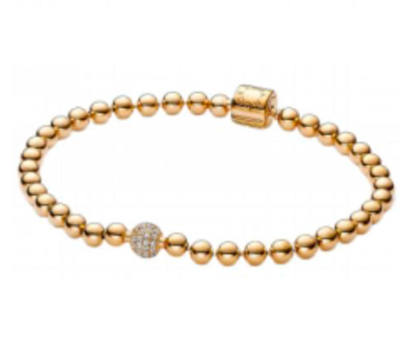 BRAZALETE PAVÉ Y CUENTAS Plata s925 ALE/Recubrimiento en oro 14k