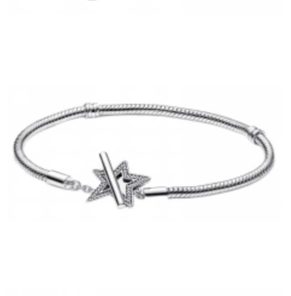 Brazalete MOMENTS broche estrella barra T Plata S925 ALE