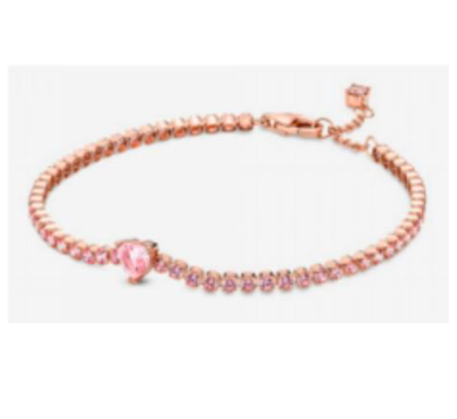 BRAZALETE  DE TENIS corazón brillante Plata s925 ALE