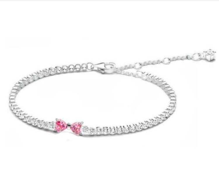 BRAZALETE TENIS moñito brillante Plata s925 ALE