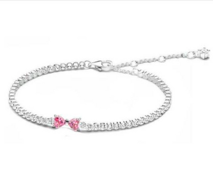 BRAZALETE TENIS moñito brillante Plata s925 ALE