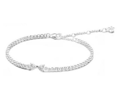 BRAZALETE TENIS moñito brillante Plata s925 ALE