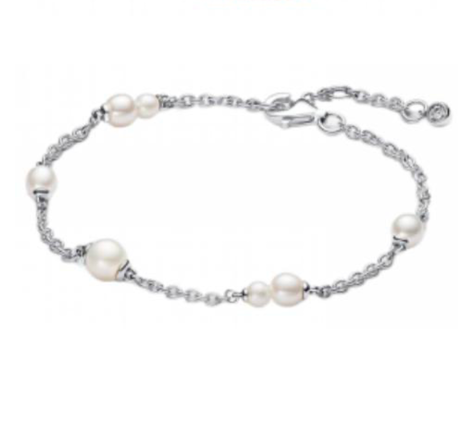 BRAZALETE CADENA  Estación perlas cultivadas de agua dulce tratadas Plata s925 ALE