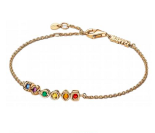 BRAZALETE CADENA Gemas del Infinito de Los Vengadores de Marvel Recubrimiento en oro de 14k