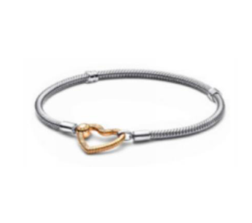 BRAZALETE MOMENTS Cierre de corazón Plata s925 ALE/ Recubrimiento oro 14k