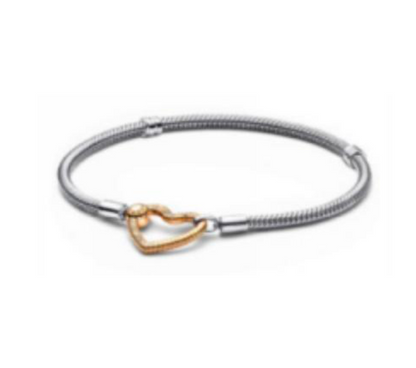 BRAZALETE MOMENTS Cierre de corazón Plata s925 ALE/ Recubrimiento oro 14k