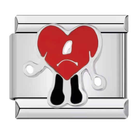ITALIAN CHARM CORAZÓN DE BAD BUNNY Acero Inoxidable ENTREGA INMEDIATA