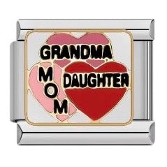 ITALIAN CHARM “MOM DAUGHTER GRANDMA” Acero Inoxidable ENTREGA INMEDIATA