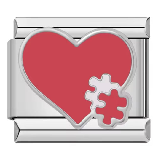 ITALIAN CHARM CORAZÓN ROMPECABEZAS Acero Inoxidable ENTREGA INMEDIATA