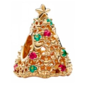 CHARM SEPARADOR ÁRBOL NAVIDEÑO RELUCIENTE RECUBRIMIENTO en Oro 14k