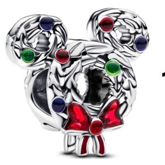 CHARM SEPARADOR MUÉRDAGO SILUETA MICKEY MOUSE DISNEY Plata s925 ALE