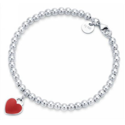 BRAZALETE RETURN TO TIFFANY CON CUENTAS Y PLACA ESTILO CORAZÓN Plata s925