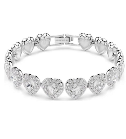 BRAZALETE TENNIS CORAZÓN BLANCO ARIANA GRANDE Baño de Rodio