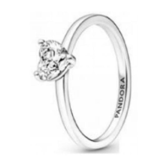 ANILLO SOLITARIO CORAZÓN BRILLANTE TALLA 54/7 Plata s925 ALE ENTREGA INMEDIATA