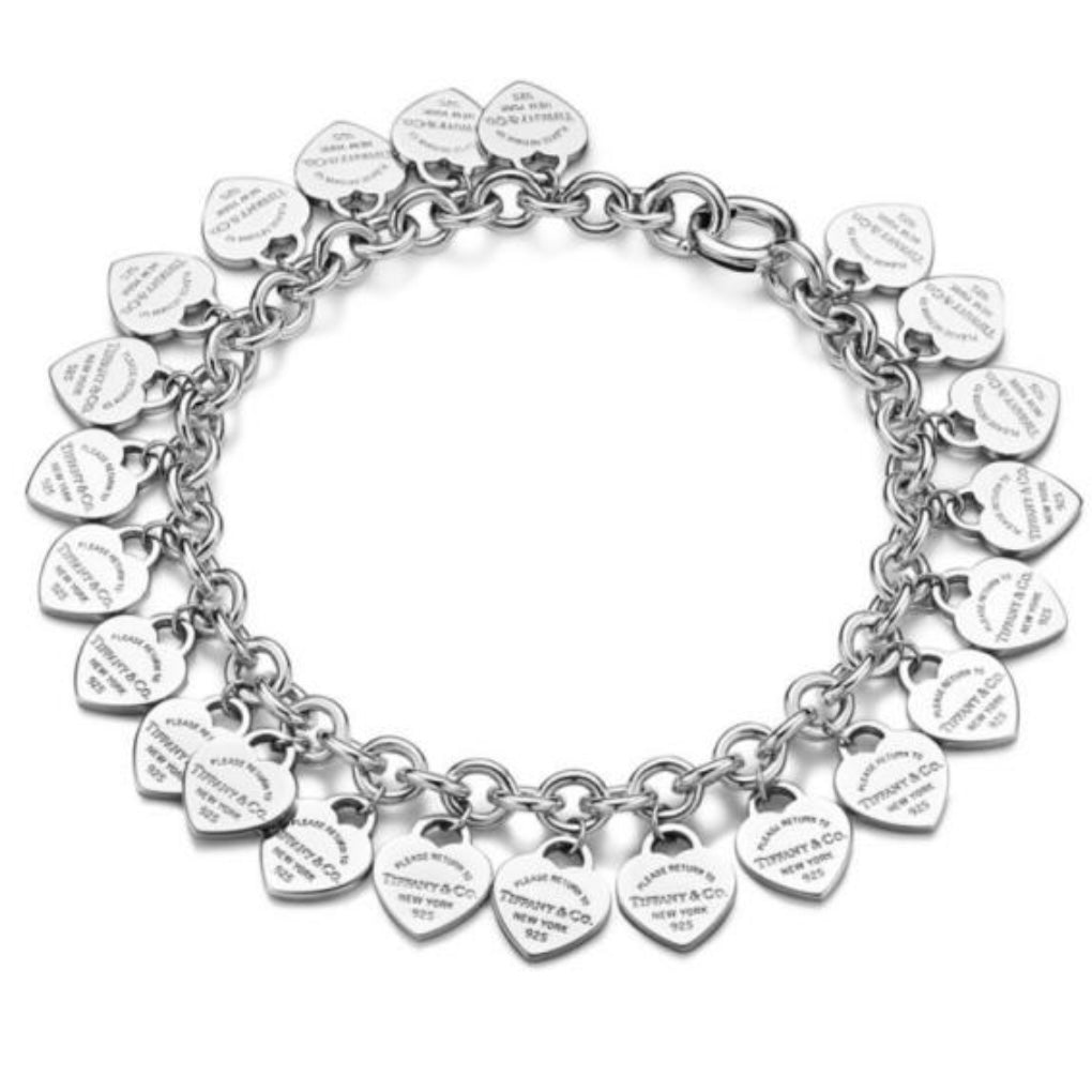 BRAZALETE RETURN TO TIFFANY CON MÚLTIPLES PLACA DE CORAZÓN Plata s925