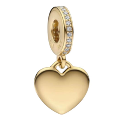 CHARM PERSONALIZADO COLGANTE CORAZÓN Plata s925 ALE/Recubrimiento en Oro 14k